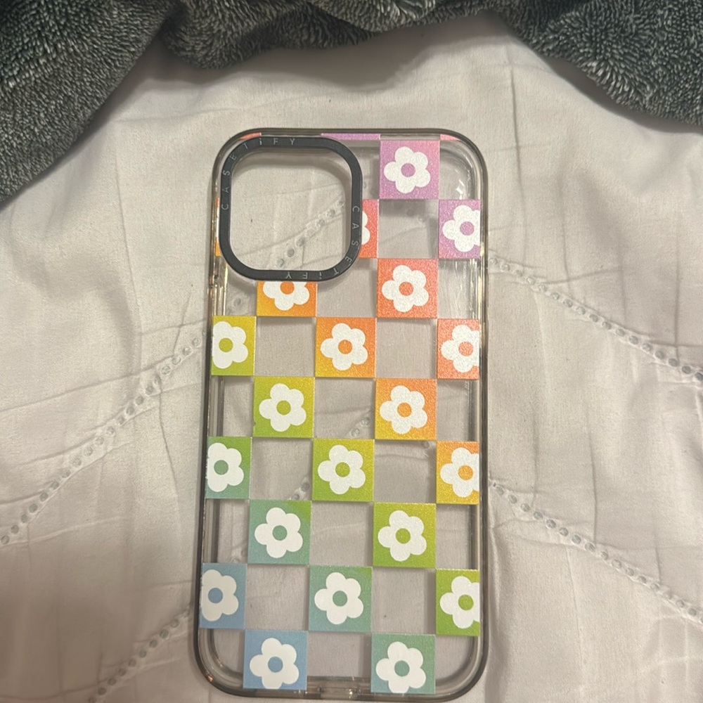 Rainbow checked flowers iPhone 13 Pro Max Casetify case